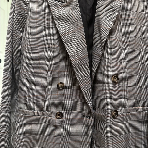 Aqua Gray Plaid Women's Blazer - Picture 3 of 4